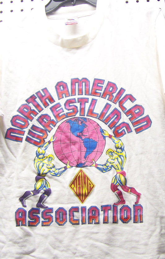 BAT73  Original North American Wrestling Association Vintage Wrestling Tee Shirt.