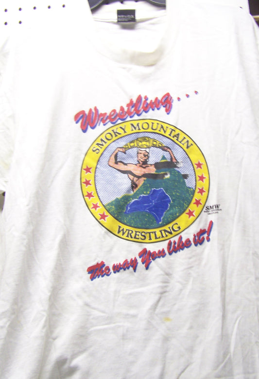 BAT95  Smokey Mountain Wrestling Original Vintage Tee Shirt  Size : L