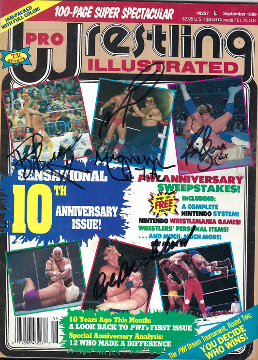 BD100  Ric Flair Ted DiBiase  Road Warrior Animal  Magnum TA  Bob Backlund  Autographed Vintage Wrestling Magazine w/COA