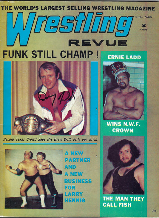 BD103  Dory Funk Jr    Autographed VERY RARE Vintage  Wrestling Magazine w/COA
