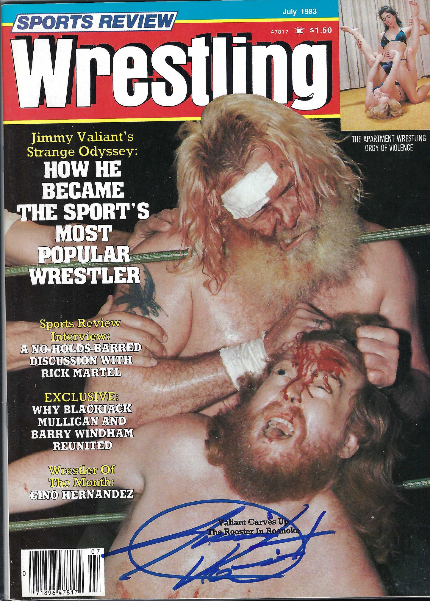 BD108  Jimmy Valiant    Autographed VERY RARE Vintage  Wrestling Magazine w/COA
