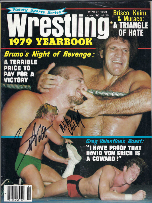 BD110  Greg Valentine  Nikolai Volkoff ( Deceased )  Autographed VERY RARE Vintage  Wrestling Magazine w/COA