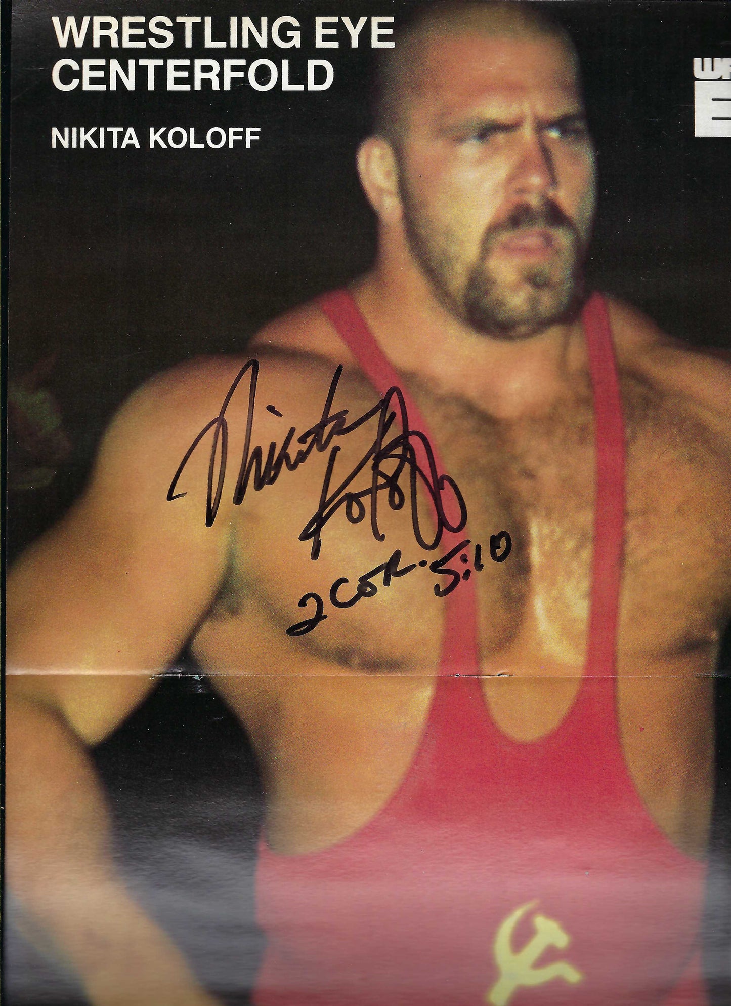 BD111  Ric Flair  Nikita Koloff   Autographed VERY RARE Vintage  Wrestling Magazine w/COA