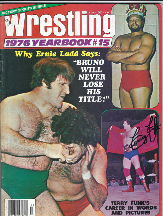 BD113  Terry Funk  Autographed VERY RARE Vintage  Wrestling Magazine w/COA
