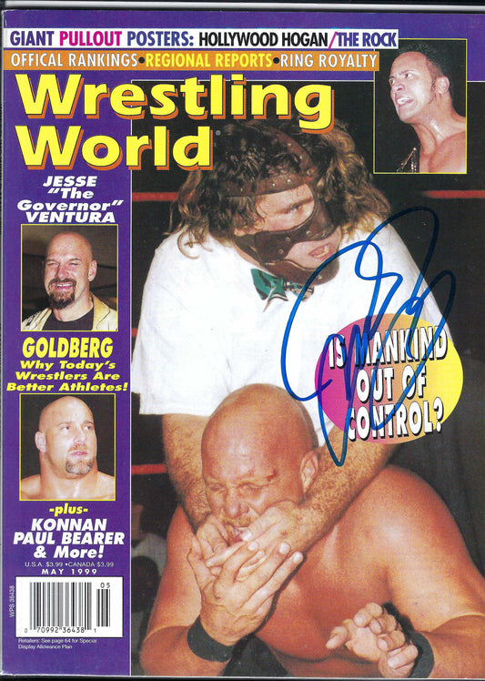 BD114  Mankind  Autographed VERY RARE Vintage  Wrestling Magazine w/COA