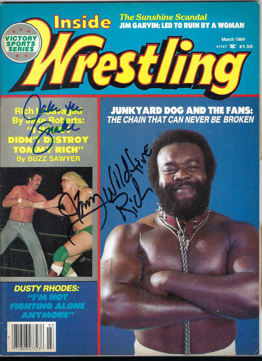 BD118  Tommy Rich  Jake Roberts  Autographed VERY RARE Vintage  Wrestling Magazine w/COA