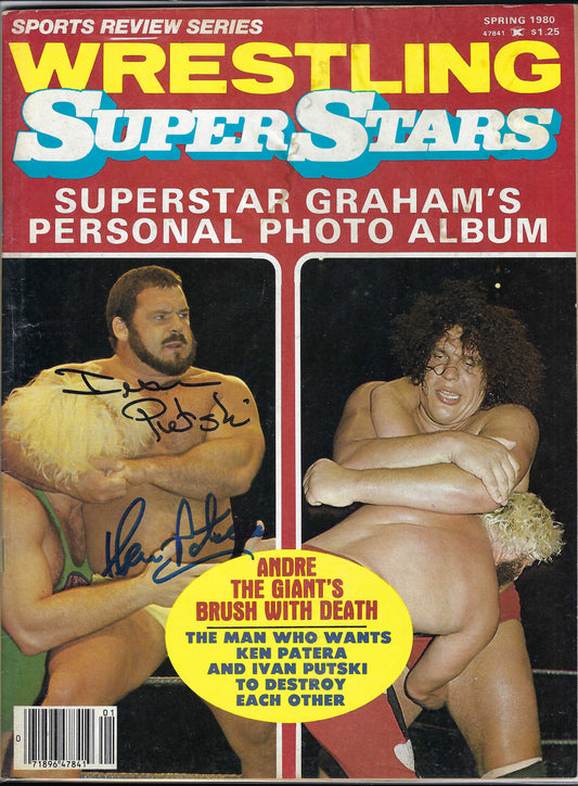 BD124  Ivan Putski  Ken Patera Autographed VERY RARE Vintage  Wrestling Magazine w/COA
