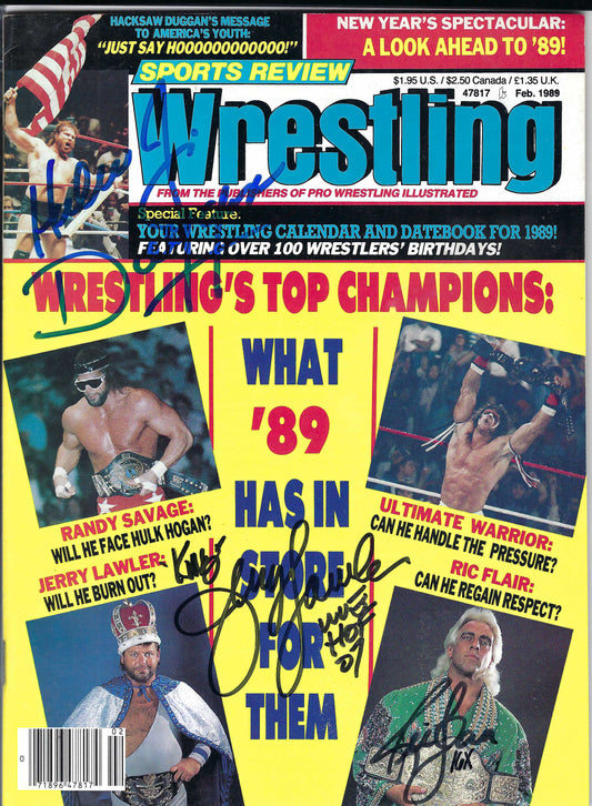 BD125  Ric Flair  Jim Duggan  Jerry Lawler  Autographed VERY RARE Vintage  Wrestling Magazine w/COA