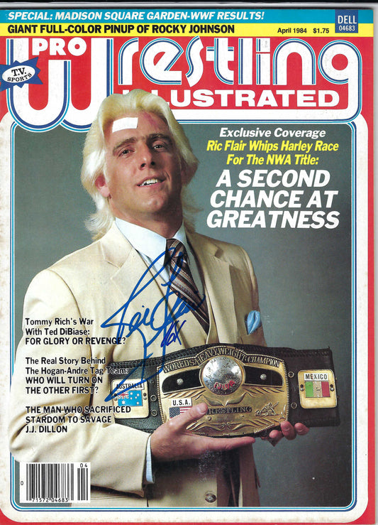 BD127 Nature Boy Ric Flair   Autographed VERY RARE Vintage  Wrestling Magazine w/COA