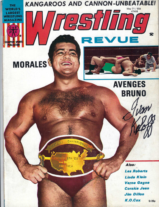 BD130   The Russian Bear Ivan Koloff (  Deceased )  Autographed VERY RARE Vintage  Wrestling Magazine w/COA