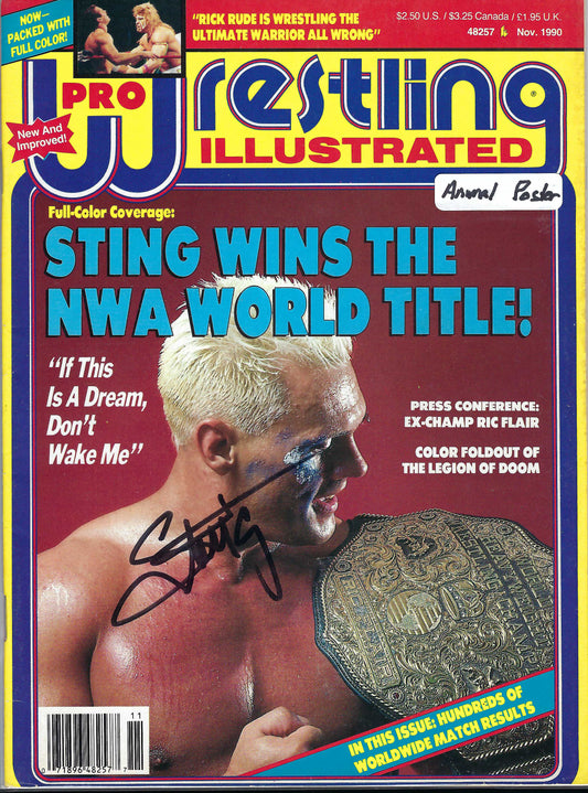BD133  Sting  Road Warrior Animal ( Deceased )  Autographed VERY RARE Vintage  Wrestling Magazine w/COA