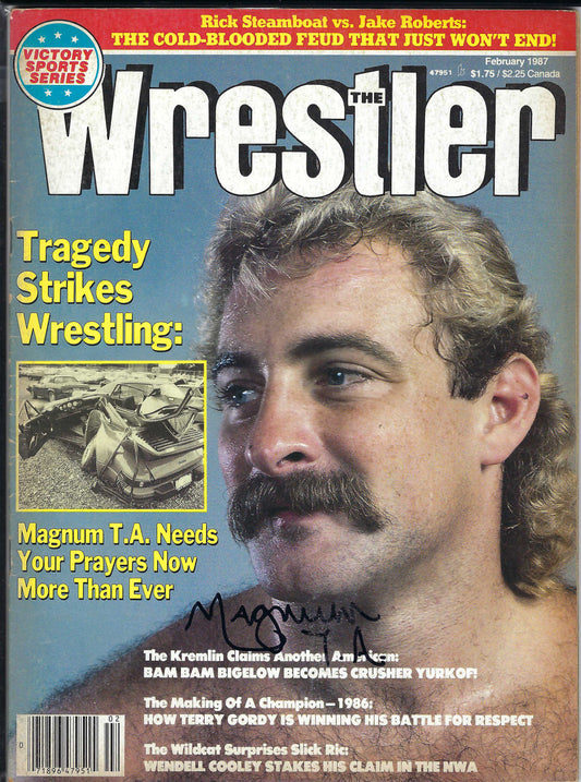 BD134  Magnum T.A.   Autographed VERY RARE Vintage  Wrestling Magazine w/COA