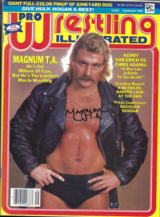 BD138   The Boss  Magnum T.A. Autographed VERY RARE Vintage  Wrestling Magazine w/COA