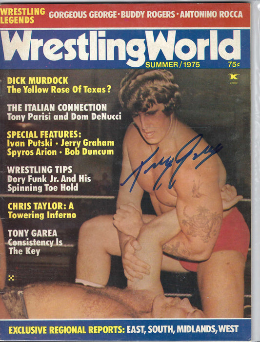 BD141   Tony Garea   Autographed VERY RARE Vintage  Wrestling Magazine w/COA