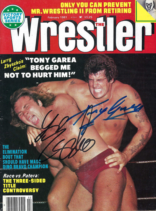 BD143   Tony Garea  Larry Zbyszko  Autographed VERY RARE Vintage  Wrestling Magazine w/COA