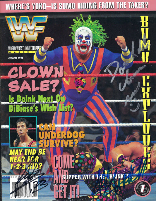 BD147  Doink  Jeff Jarrett  1-2-3 Kid   Autographed VERY RARE Vintage  Wrestling Magazine w/COA