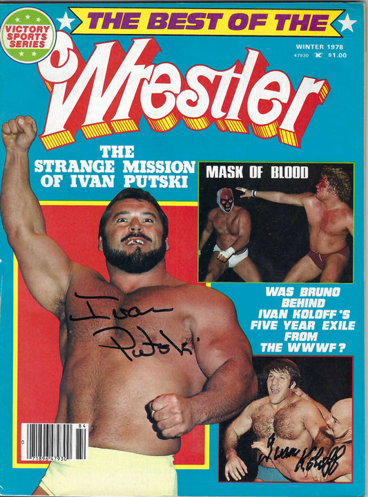 BD149   Ivan Putski  Ivan Koloff  Autographed VERY RARE Vintage Wrestling Magazine w/COA