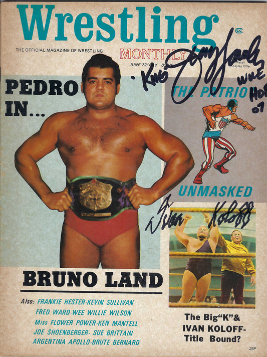BD151   Jerry Lawler  Ivan Koloff  Autographed VERY RARE  Vintage Wrestling Magazine w/COA