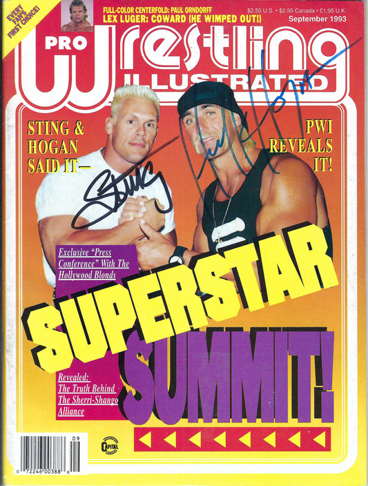BD160  Sting  Hulk Hogan   Autographed VERY RARE  Vintage Wrestling Magazine w/COA