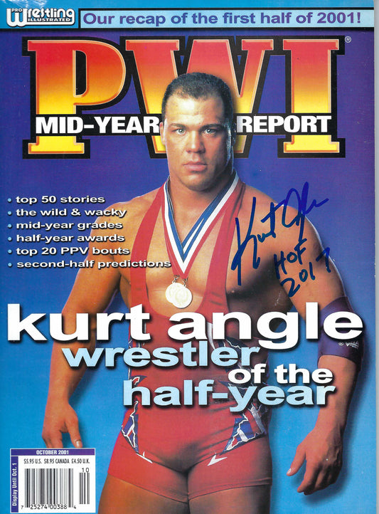 BD170  Kurt Angle  Autographed VERY RARE  Vintage Wrestling Magazine w/COA