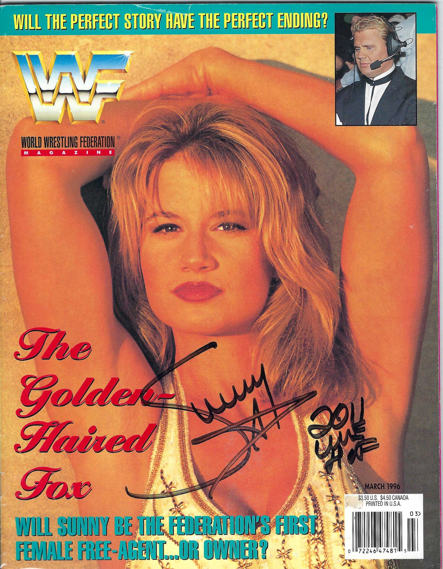 BD173  Sunny  Autographed VERY RARE  Vintage Wrestling Magazine w/COA