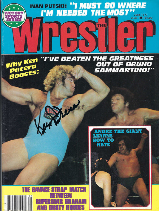 BD175  Ken Patera  Autographed VERY RARE  Vintage Wrestling Magazine w/COA