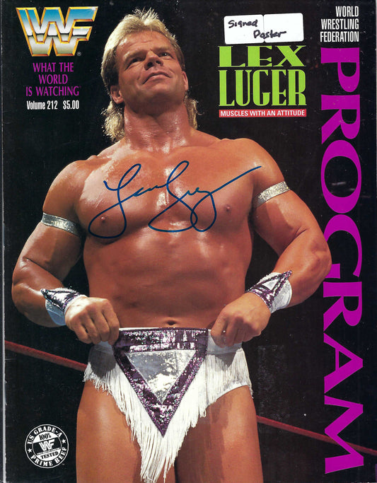 BD187  Lex Luger X2  Autographed VERY RARE  Vintage Wrestling Magazine w/COA