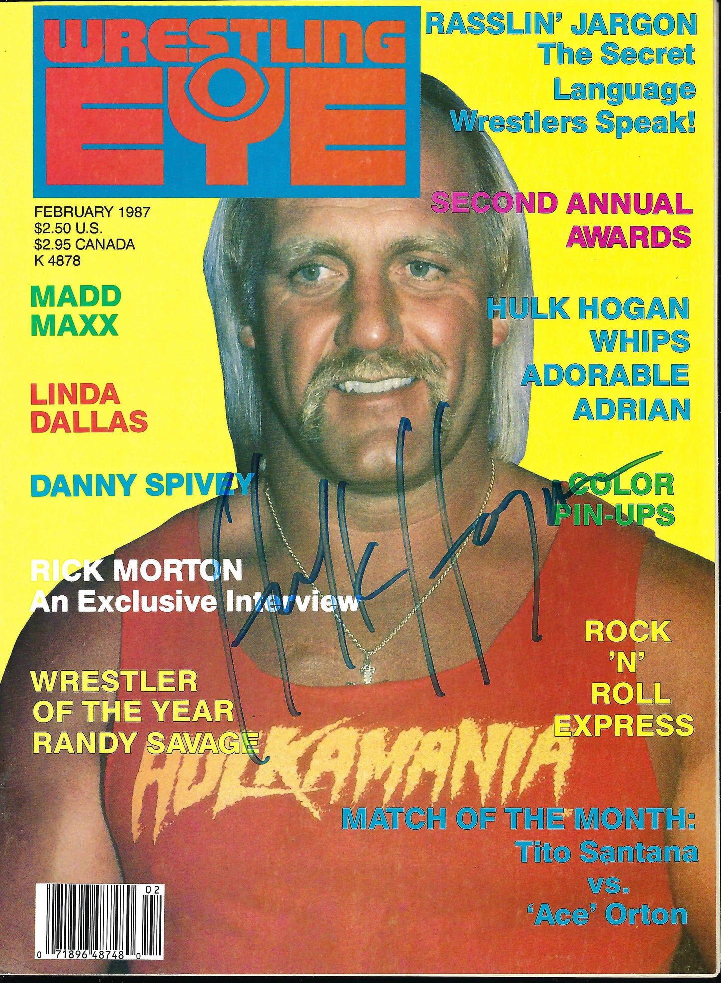 BD219  Hulk Hogan  Magnum TA  Autographed VERY RARE  Vintage Wrestling Magazine w/COA