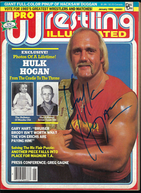 BD224  Hulk Hogan  Jim Duggan   Autographed VERY RARE  Vintage Wrestling Magazine w/COA