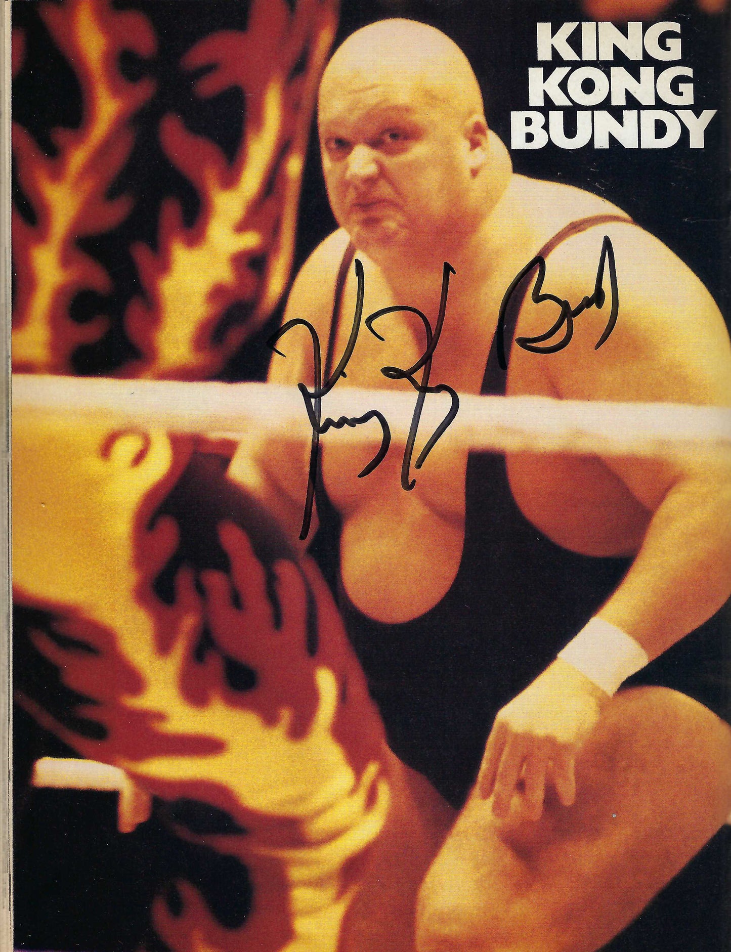 BD233   Hulk Hogan  Honky Tonk Man  King Kong Bundy  Road Warrior Animal   Autographed VERY RARE  Vintage Wrestling Magazine w/COA