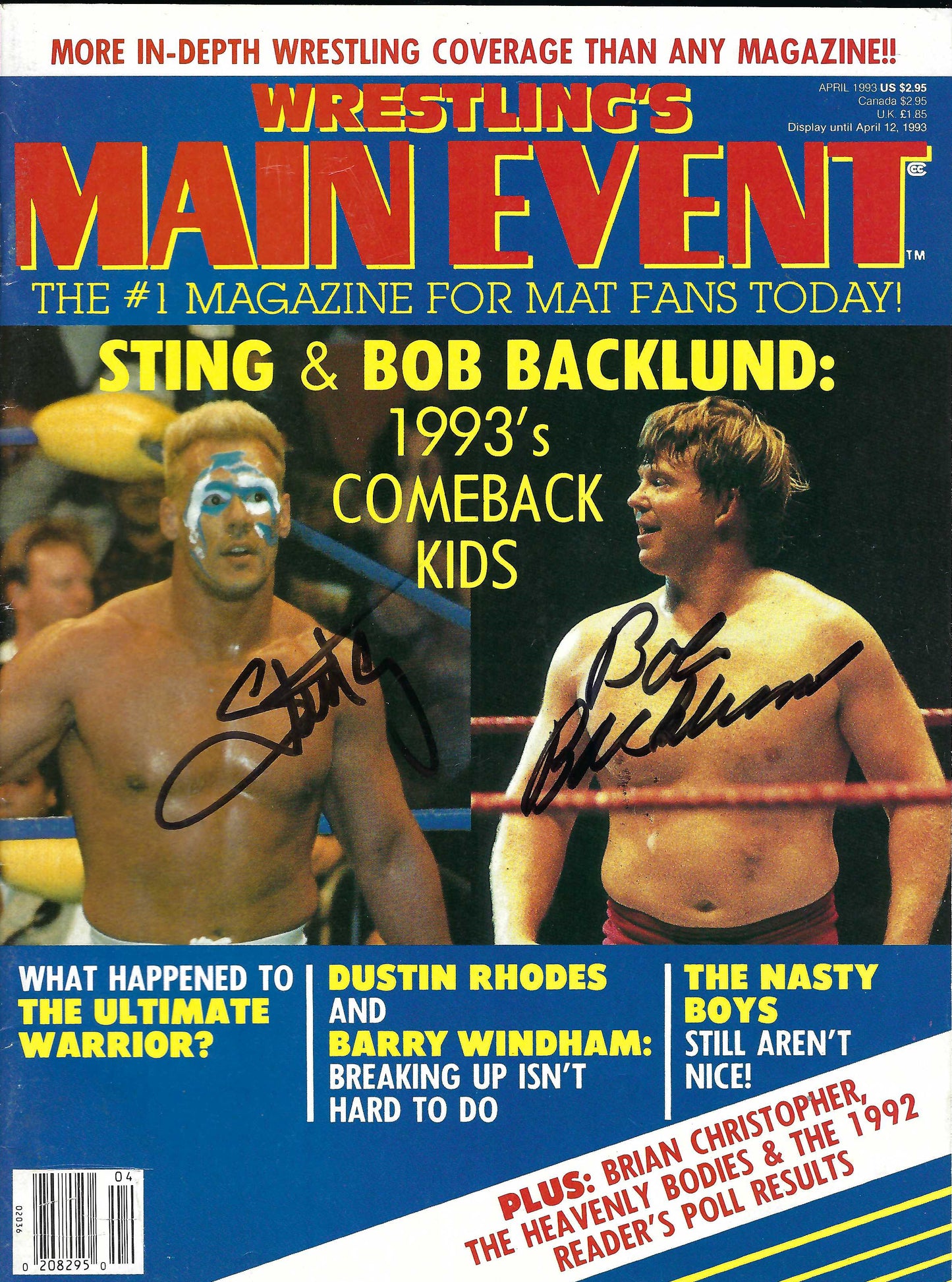 BD236  Sting  Bob Backlund  Medusa  Shane Douglas Autographed VERY RARE  Vintage Wrestling Magazine w/COA