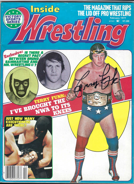 BD242  Terry Funk  Autographed VERY RARE  Vintage Wrestling Magazine  w/COA