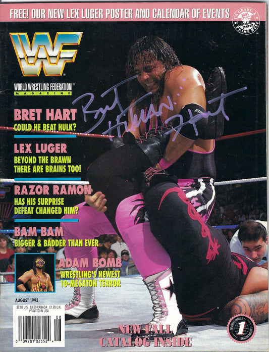 BD245  Bret Hart Autographed VERY RARE  Vintage Wrestling Magazine  w/COA