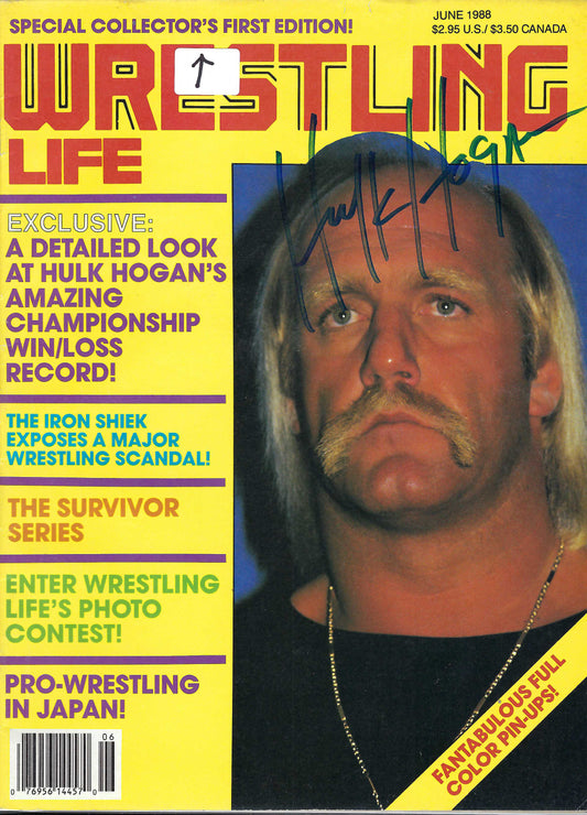 BD247  Hulk Hogan  Autographed Premiere VERY RARE First Edition   Vintage Wrestling Magazine  w/COA