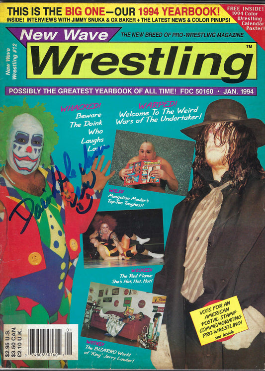 BD254  Doink the Clown  VERY RARE Autographed Vintage Wrestling Magazine  w/COA