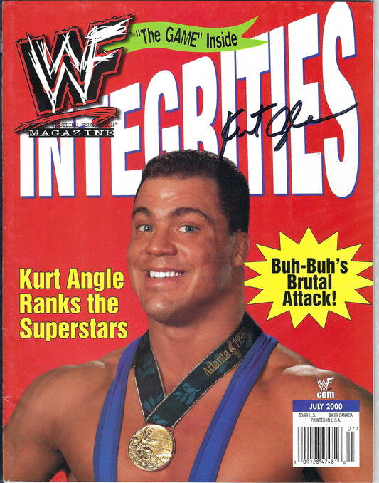 BD256  Kurt Angle  VERY RARE Autographed Vintage Wrestling Magazine  w/COA