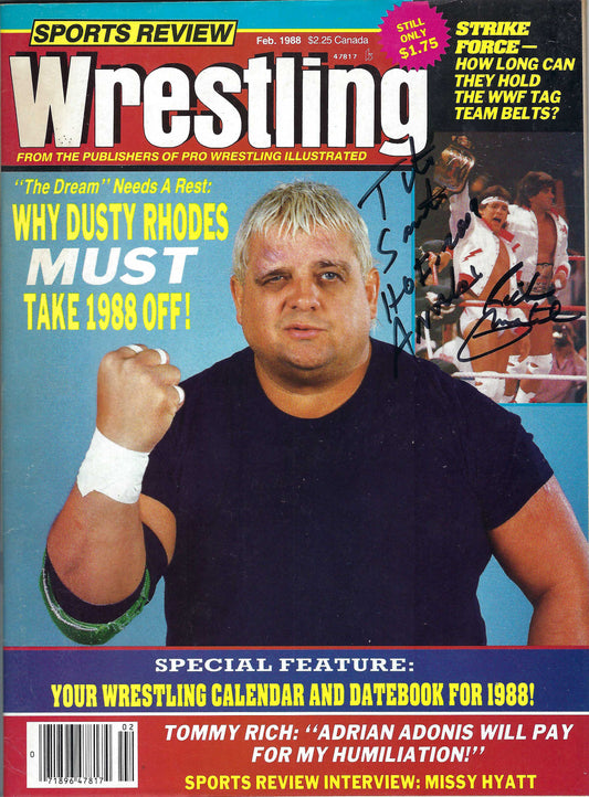 BD266  Tito Santana  Rick Martel   Autographed Vintage Wrestling Magazine  w/COA