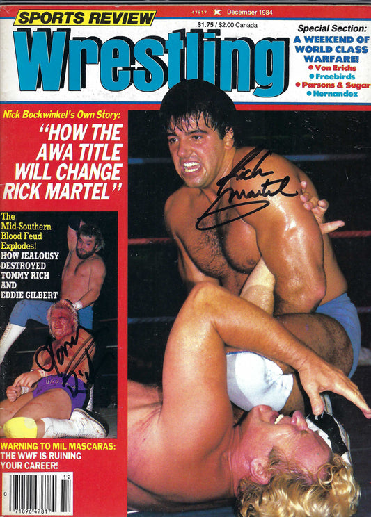 BD271  Tommy Rich  Rick Martel   Autographed Vintage Wrestling Magazine  w/COA