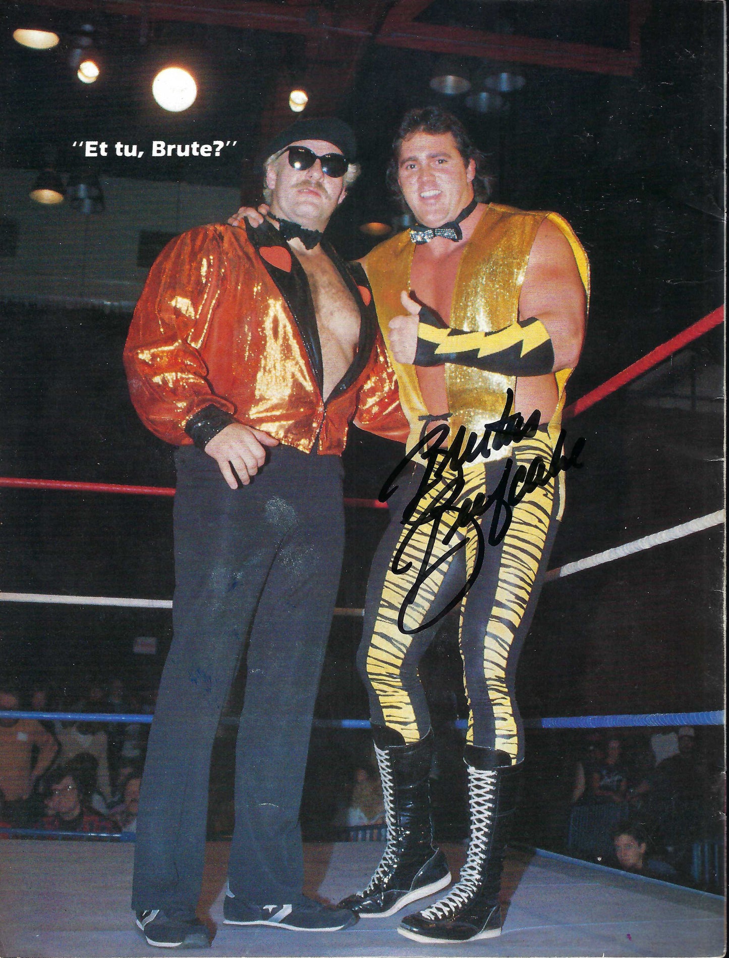 BD275   Barry Windham  Mike Rotundo  Brutus Beefcake  Autographed Vintage Wrestling Magazine  w/COA