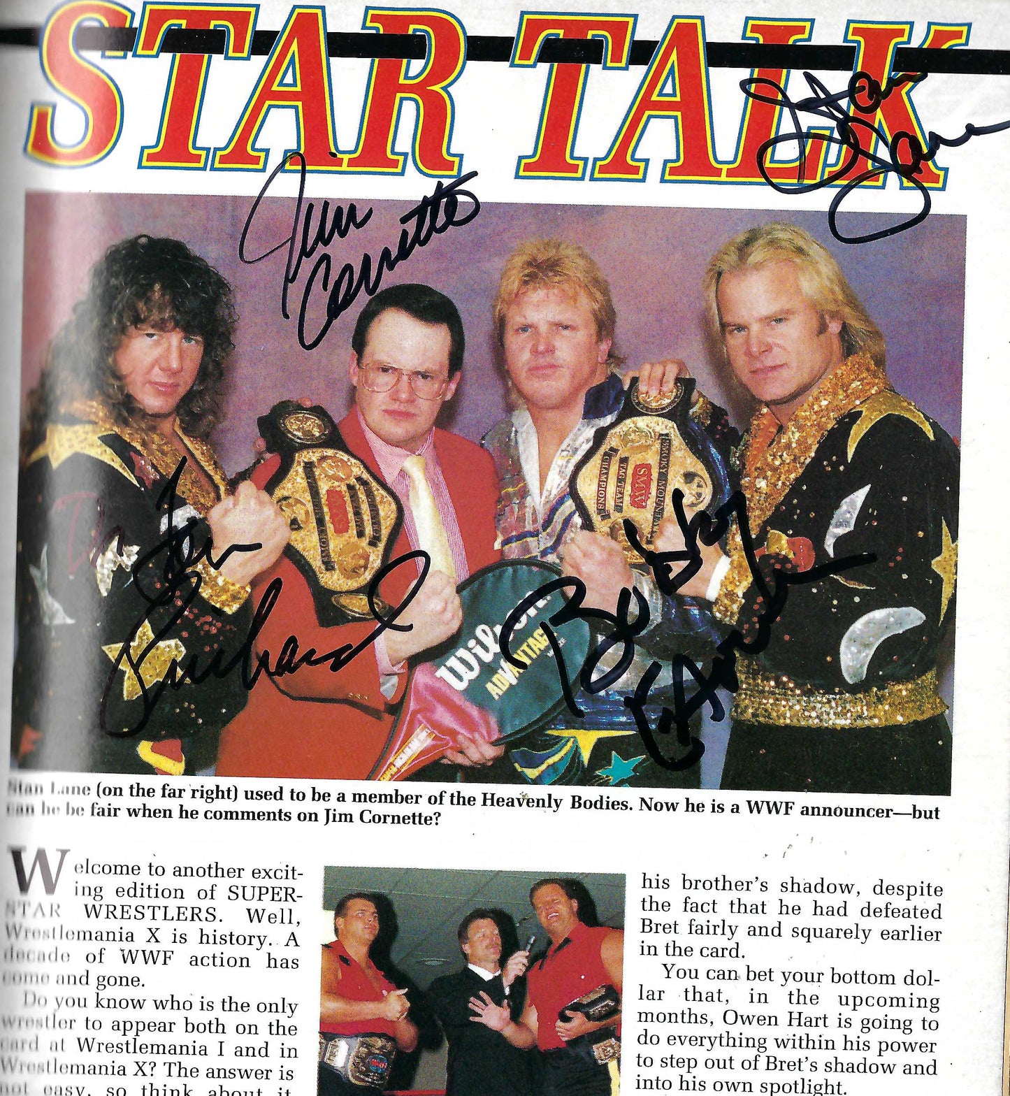 BD276   Bret Hart Shawn Michaels Razor Ramon Bobby Eaton Jim Cornette Stan Lane Tom Pritchard Kwang  Autographed Vintage Wrestling Magazine  w/COA