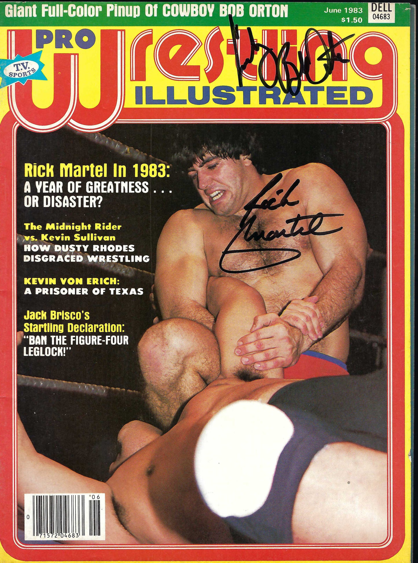 BD277 Rick Martel  Bob Orton  Autographed Vintage Wrestling Magazine  w/COA