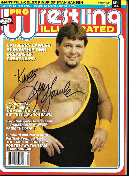 BD281  Jerry Lawler  Stan Hansen  Autographed Vintage Wrestling Magazine w/COA