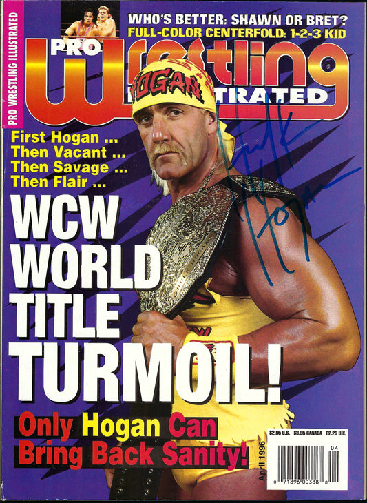 BD285  Hulk Hogan  1-2-3 Kid   Autographed Vintage Wrestling Magazine w/COA