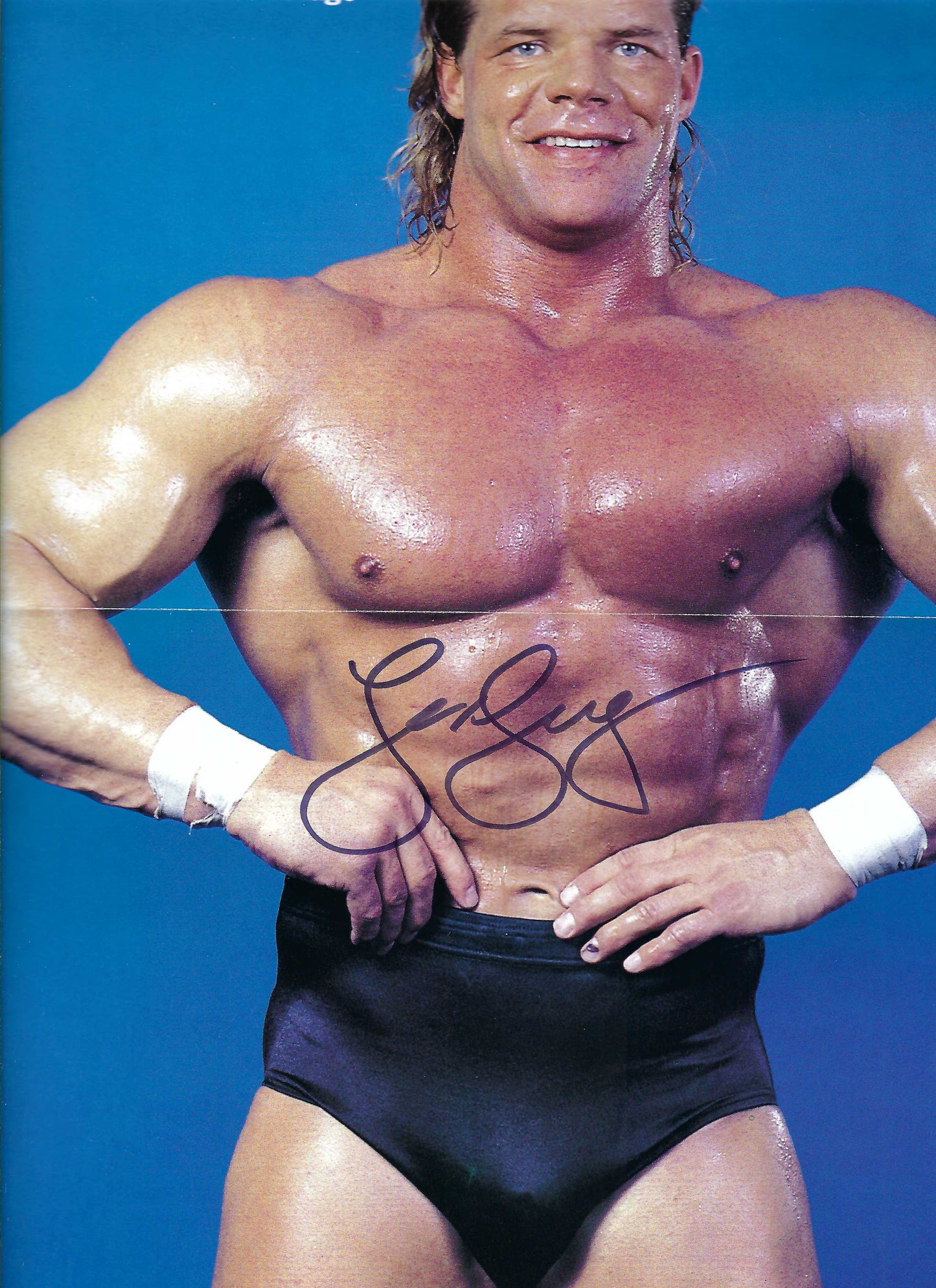 BD286  Sid Justice  Lex Luger   Autographed Vintage Wrestling Magazine w/COA