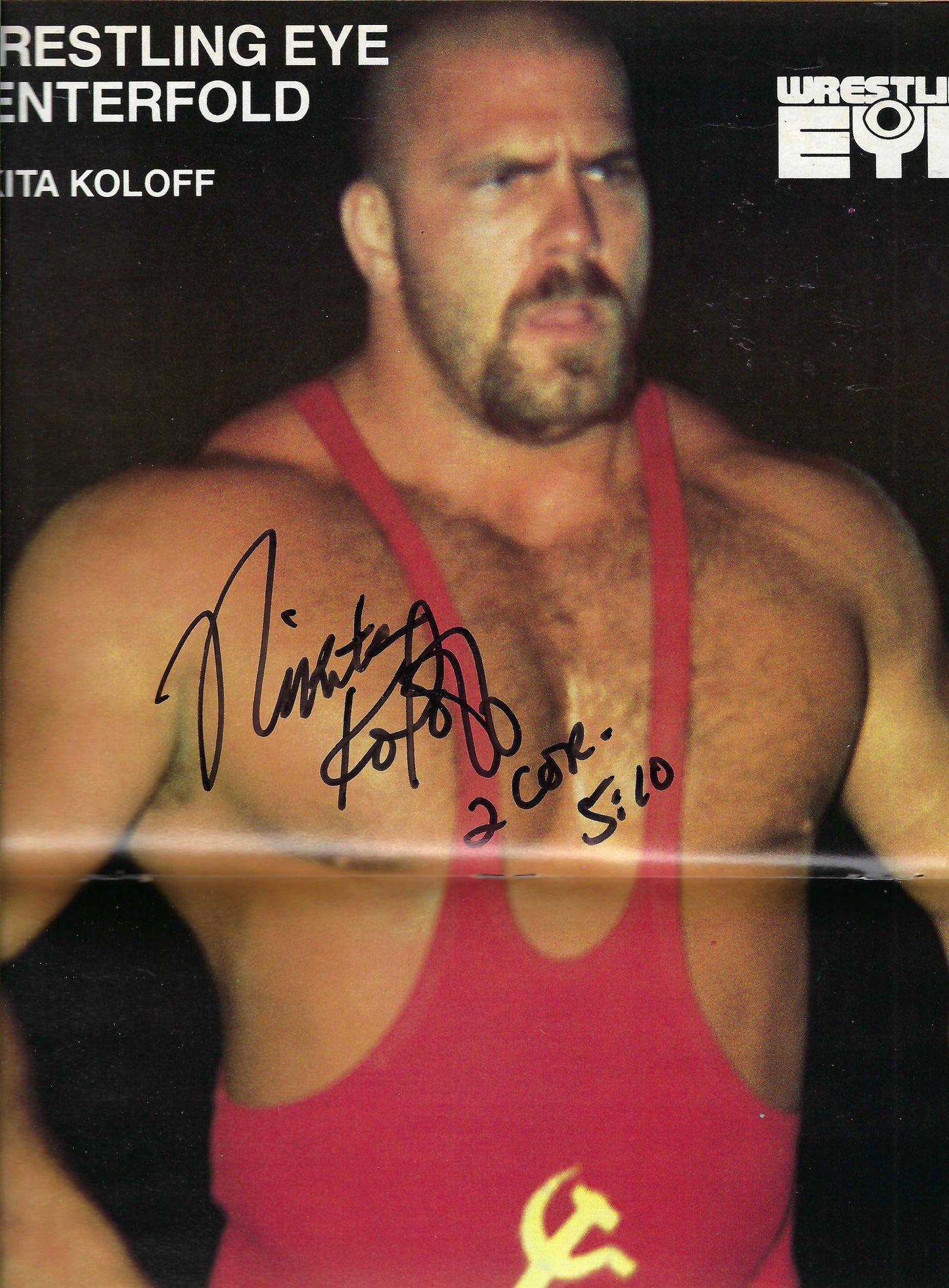 BD288  Ric Flair  Nikita Koloff  Autographed Vintage Wrestling Magazine w/COA