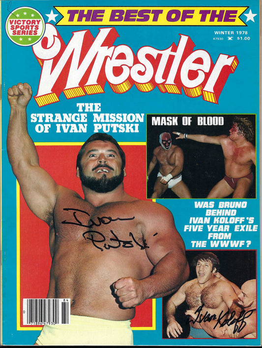 BD55 Ivan Putski  Ivan Koloff  ( Deceased )  Autographed Vintage Wrestling Magazine   w/COA