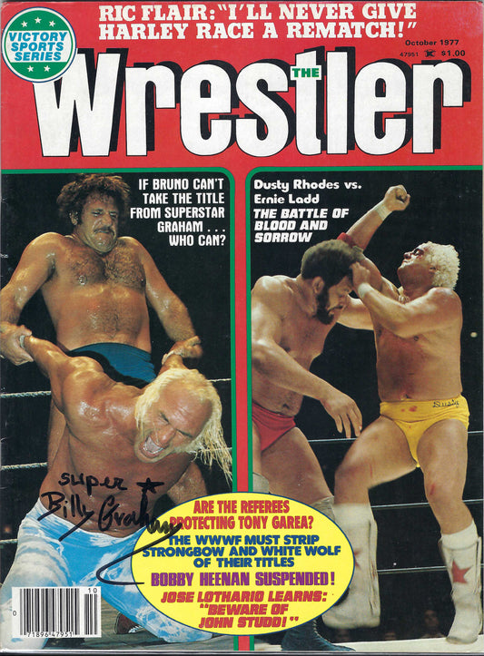 BD58  Superstar Billy Graham Autographed Vintage Wrestling Magazine w/COA