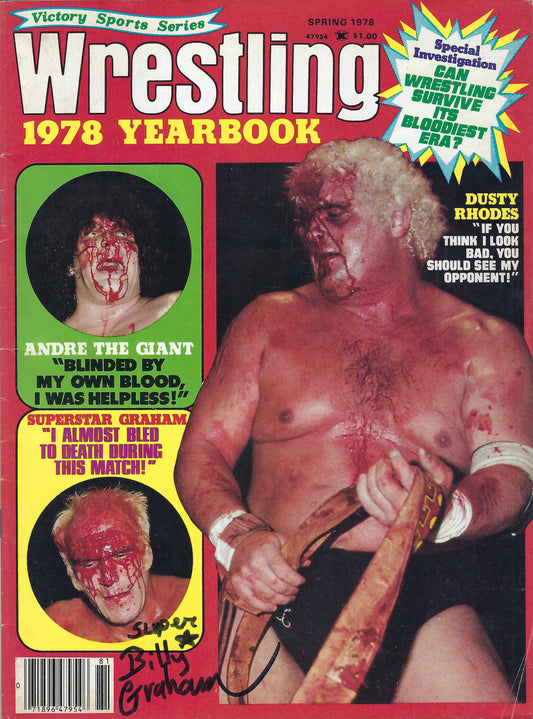 BD59  Superstar Billy Graham Autographed Vintage Wrestling Magazine w/COA
