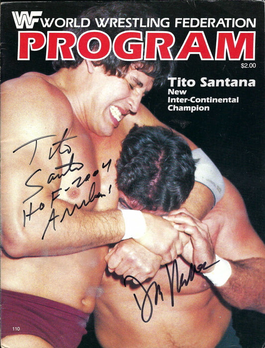BD65  Tito Santana  Don Muraco Tony Atlas   Autographed Vintage Wrestling Magazine w/COA