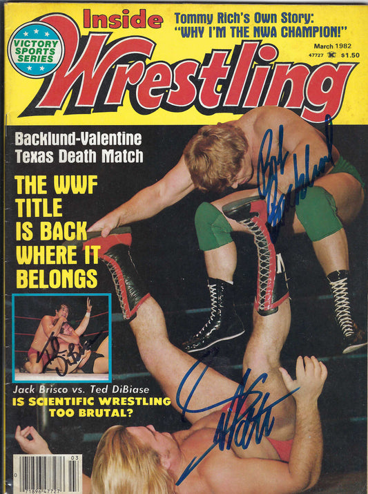 BD67  Bob Backlund  Greg Valentine  Ted DiBiase   Autographed Vintage Wrestling Magazine w/COA